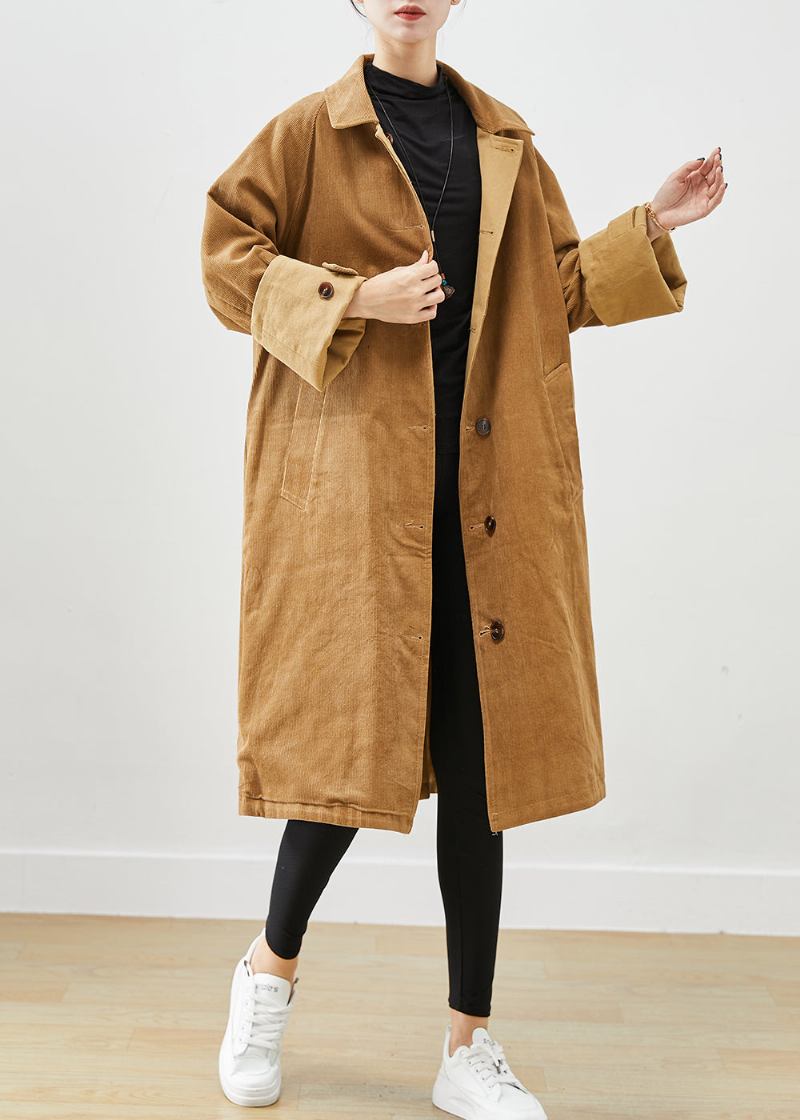 Boutique Coffee Übergroßer Beidseitig Tragbarer Cord-trenchcoat Für Den Herbst