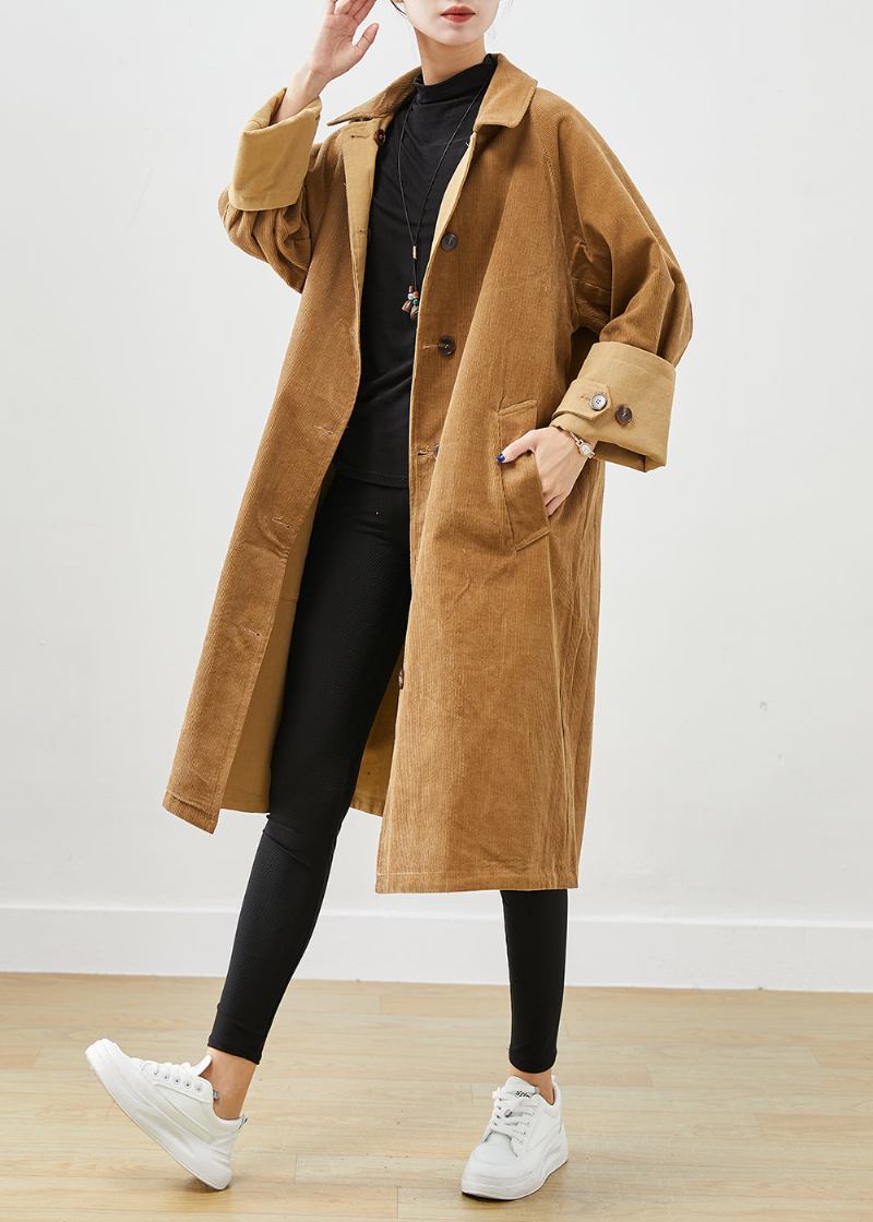 Boutique Coffee Übergroßer Beidseitig Tragbarer Cord-trenchcoat Für Den Herbst - Damen-Trenchcoats