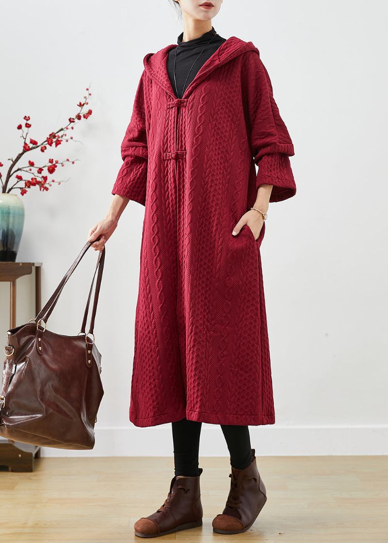 Chic Mulberry Kapuze Chinesischen Knopf Baumwolle Trenchcoat Herbst - Damen-Trenchcoats