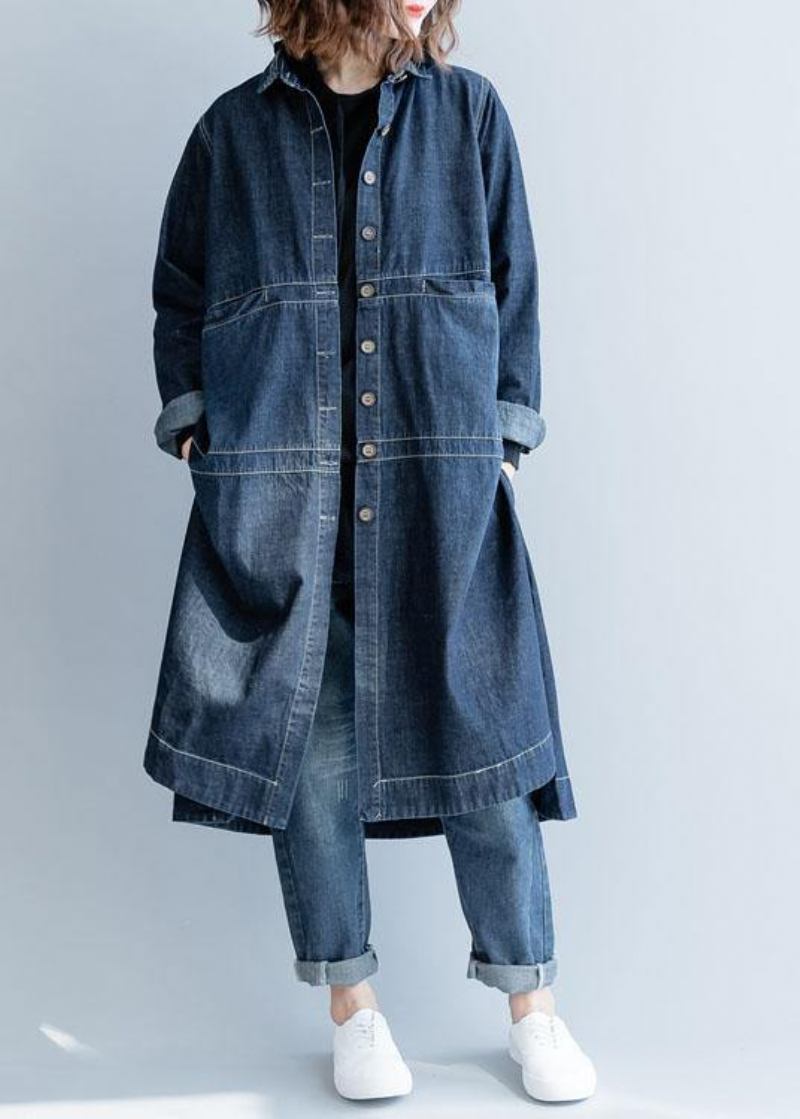 Chic Seite Öffnen Feine Mäntel Frauen Denim Blau Lose Jacken Herbst