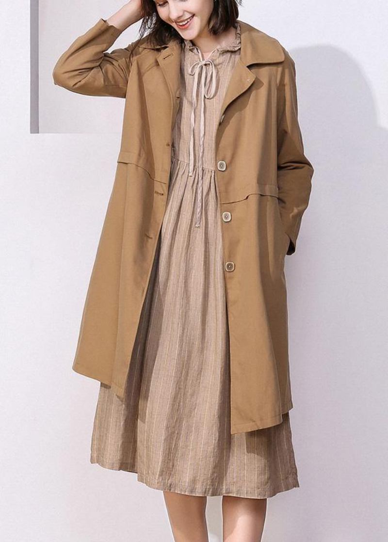 Damen Khaki Feiner Trenchcoat Inspiration Langarm Frühlingsjacken