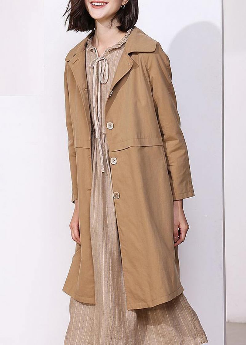 Damen Khaki Feiner Trenchcoat Inspiration Langarm Frühlingsjacken - Damen-Trenchcoats