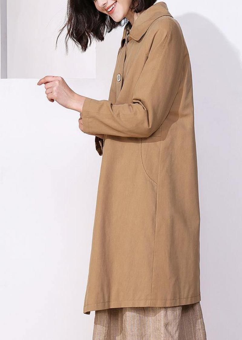 Damen Khaki Feiner Trenchcoat Inspiration Langarm Frühlingsjacken - Damen-Trenchcoats