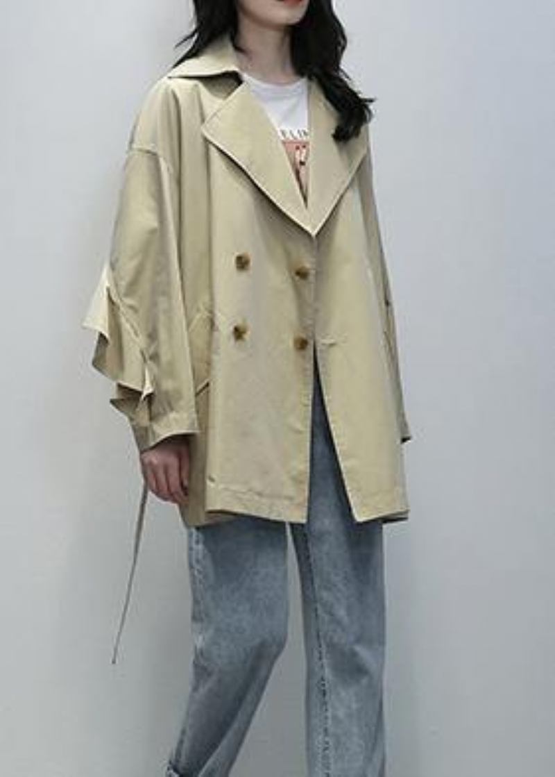 Diy Khaki Maximantel Tunika Oberbekleidung Mit Gekerbter Taille - Damen-Trenchcoats