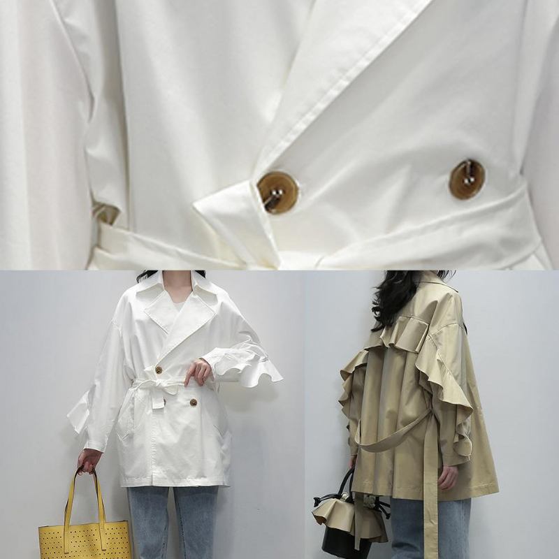 Diy Khaki Maximantel Tunika Oberbekleidung Mit Gekerbter Taille - Damen-Trenchcoats