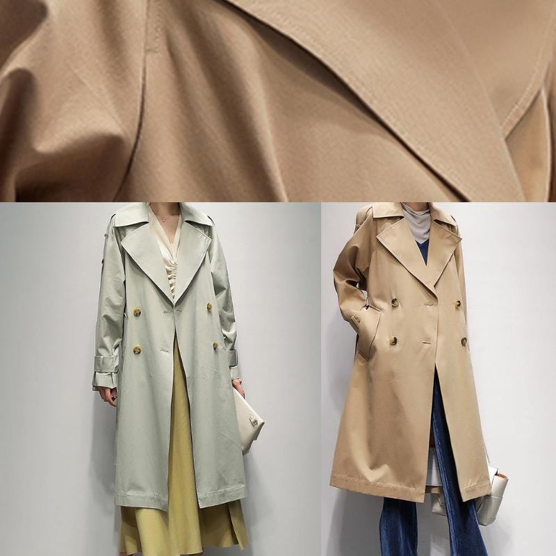 Diy Khaki Plus Size Lange Mäntel Modeideen Jacken Mit Gekerbten Taschen - Damen-Trenchcoats