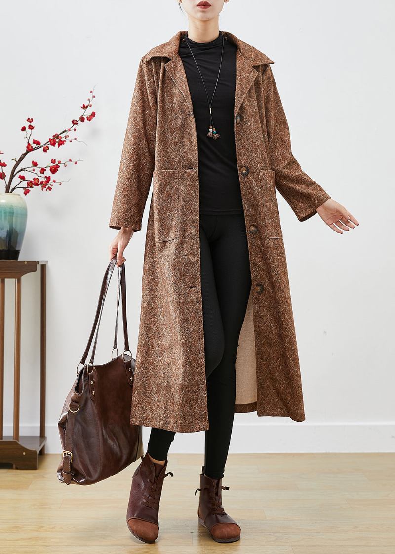 Diy Khaki Übergroße Print Baumwolle Trenchcoats Herbst