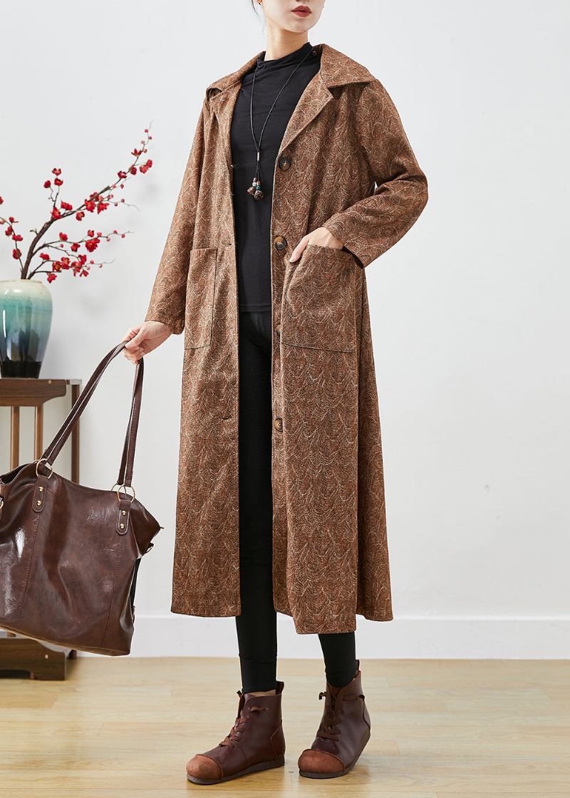 Diy Khaki Übergroße Print Baumwolle Trenchcoats Herbst - Damen-Trenchcoats