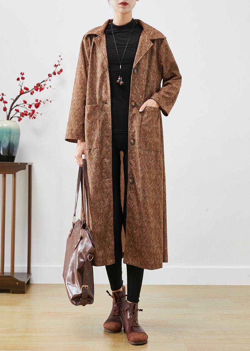 Diy Khaki Übergroße Print Baumwolle Trenchcoats Herbst - Damen-Trenchcoats