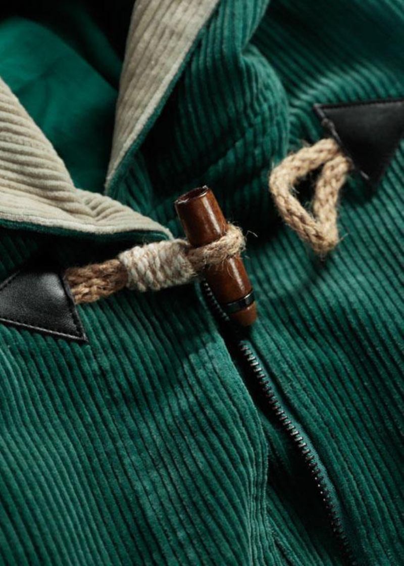 Elegante Grüne Taschen Mit Kapuze Reißverschluss Knopf Herbst Hoodies Outwear Langarm - Damen-Trenchcoats