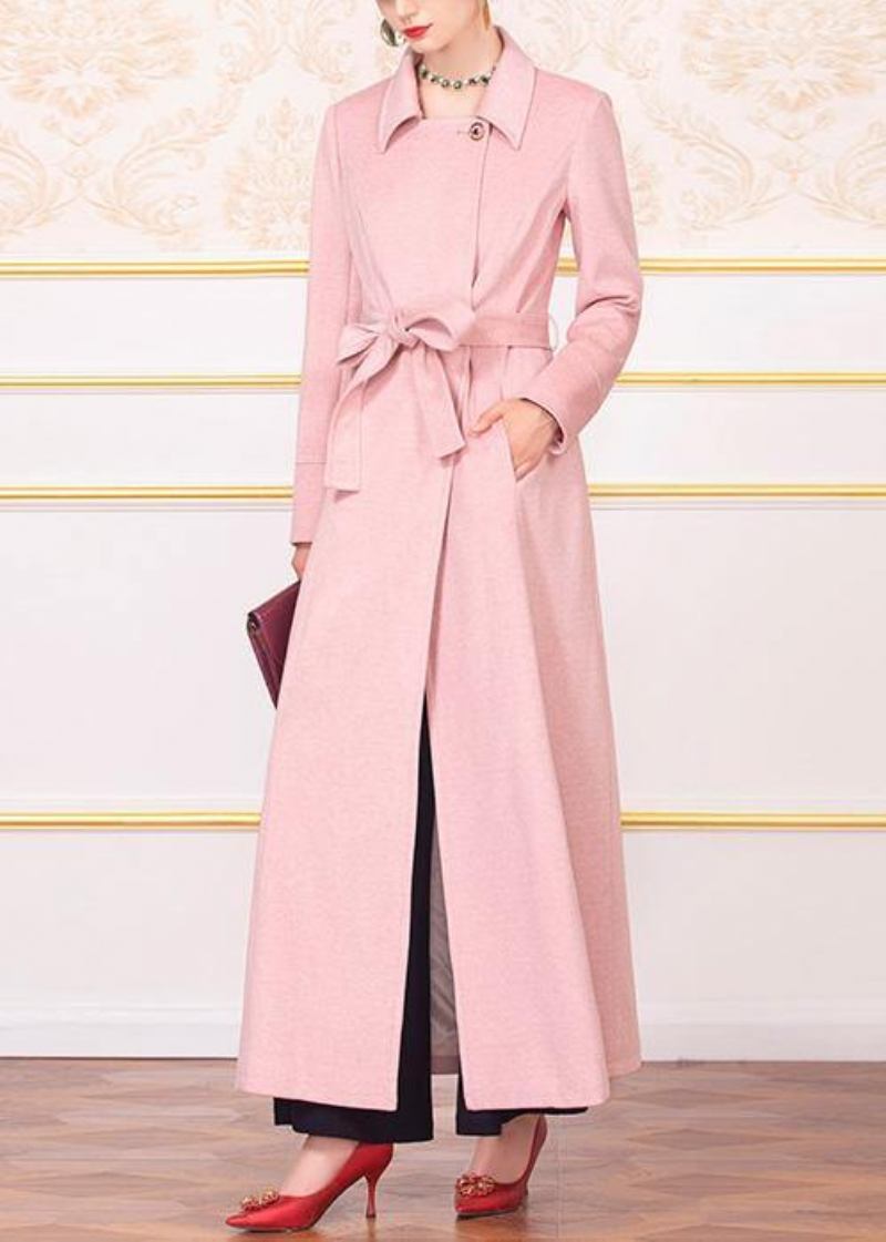 Feine Übergrößenbekleidung Jacken Mäntel Taillenmäntel Rosa Wilde Wollmäntel - Damen-Trenchcoats