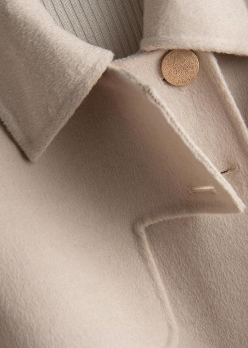 Französisch Beige Mode Kleidung Für Frauen Kleiderschränke Revers Krawatte Taille - Beige