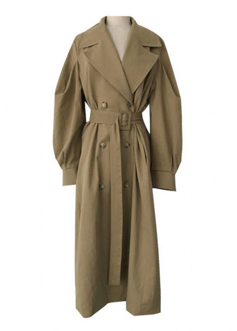 Französisch Khaki Übergroße Zweireiher Baumwolle Trenchcoats Frühling - Damen-Trenchcoats