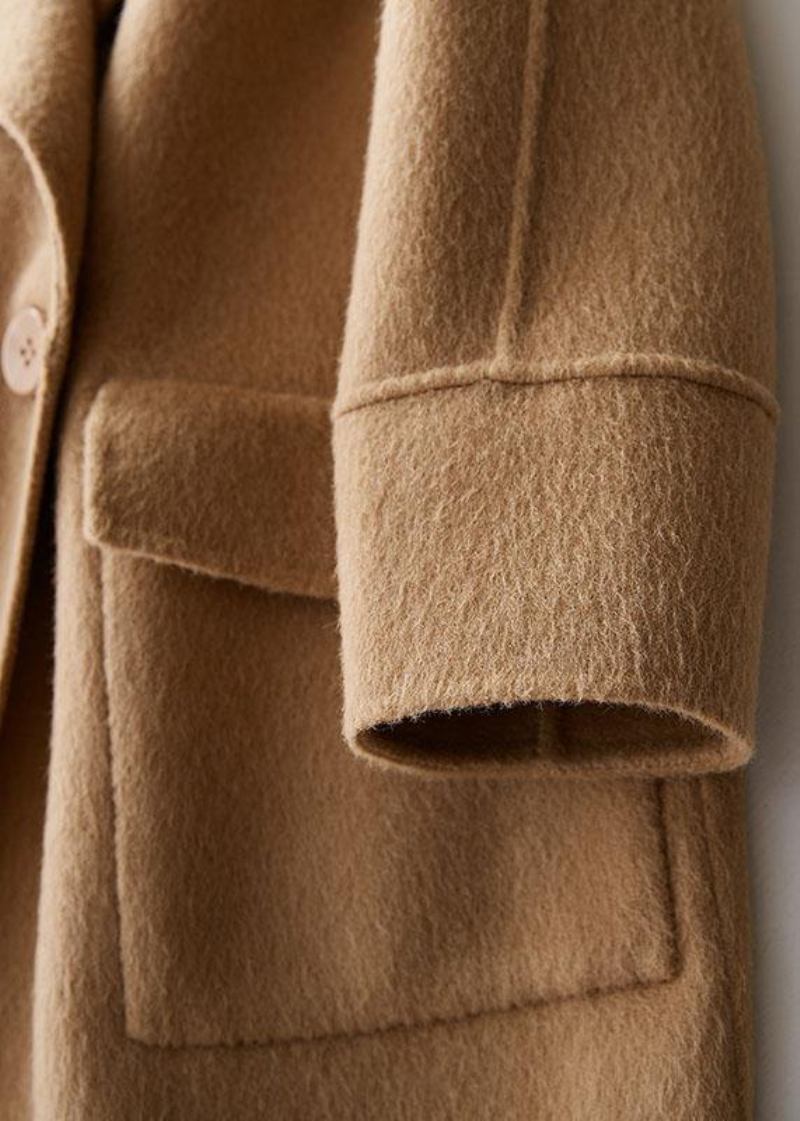 Frauen Locker Sitzende Winterjacken Große Taschen Mäntel Beige Wollmantel - Damen-Trenchcoats