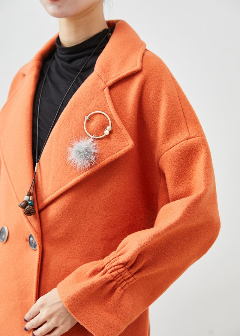 Italienischer Orangefarbener Übergroßer Woll-trenchcoat Mit Anhänger - Damen-Trenchcoats