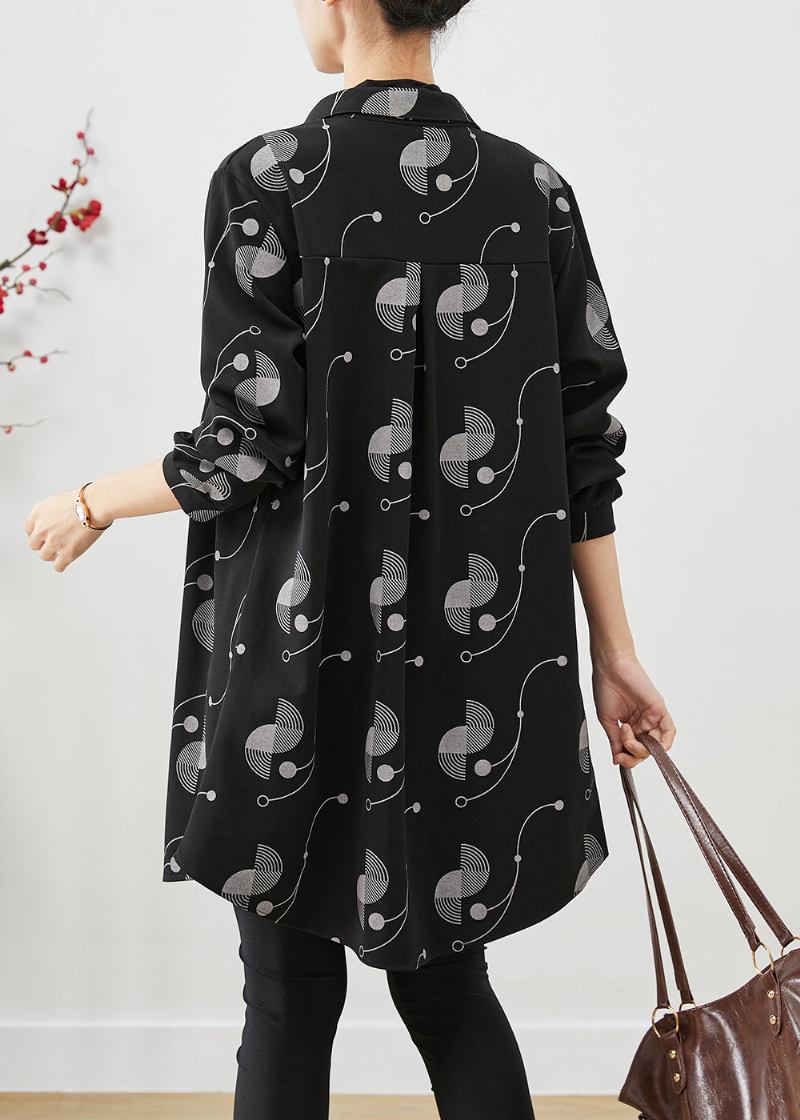 Italienischer Schwarzer Übergroßer Baumwoll-trenchcoat Mit Print - Damen-Trenchcoats