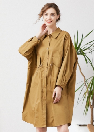 Khaki Baumwolle Lose Trenchcoat Peter Pan Kragen Kordelzug Frühling