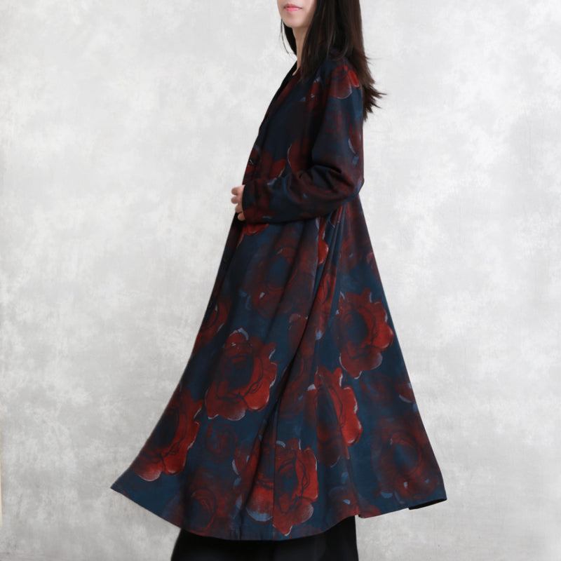 Luxus-druck-baumwoll-mischmantel Mit Übergroßen Taschen Oberbekleidung Modischer Langärmeliger Baggy-trenchcoat - Damen-Trenchcoats