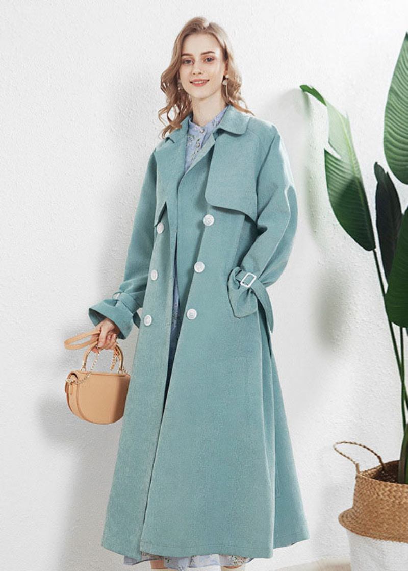 Mode Hellblau Peter Pan Kragen Zweireiher Trenchcoat Herbst