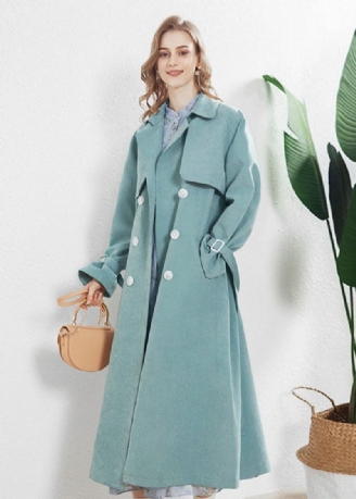 Mode Hellblau Peter Pan Kragen Zweireiher Trenchcoat Herbst