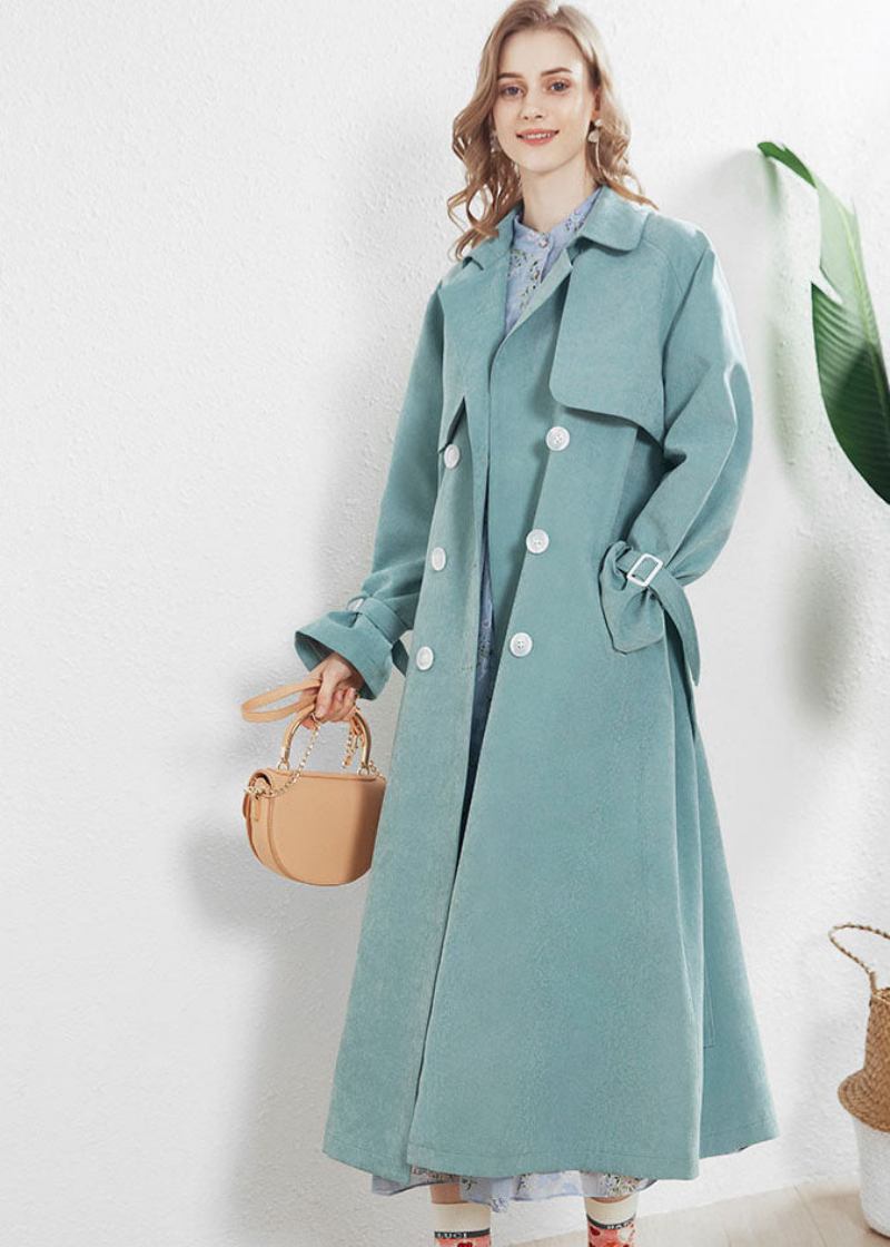 Mode Hellblau Peter Pan Kragen Zweireiher Trenchcoat Herbst - Damen-Trenchcoats