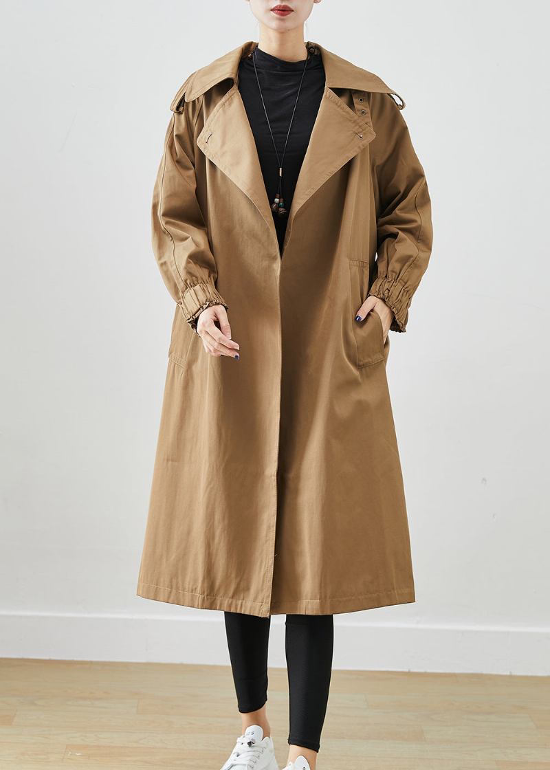 Mode Schokolade Übergroße Taschen Baumwolle Mantel Outwear Herbst - Damen-Trenchcoats