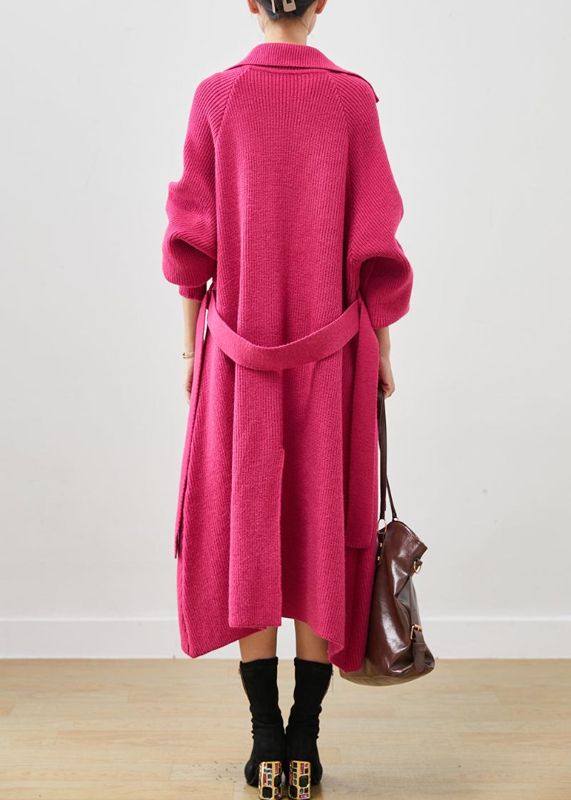 Modern Rose Übergroße Taschen Strickmantel Outwear Frühling - Damen-Trenchcoats