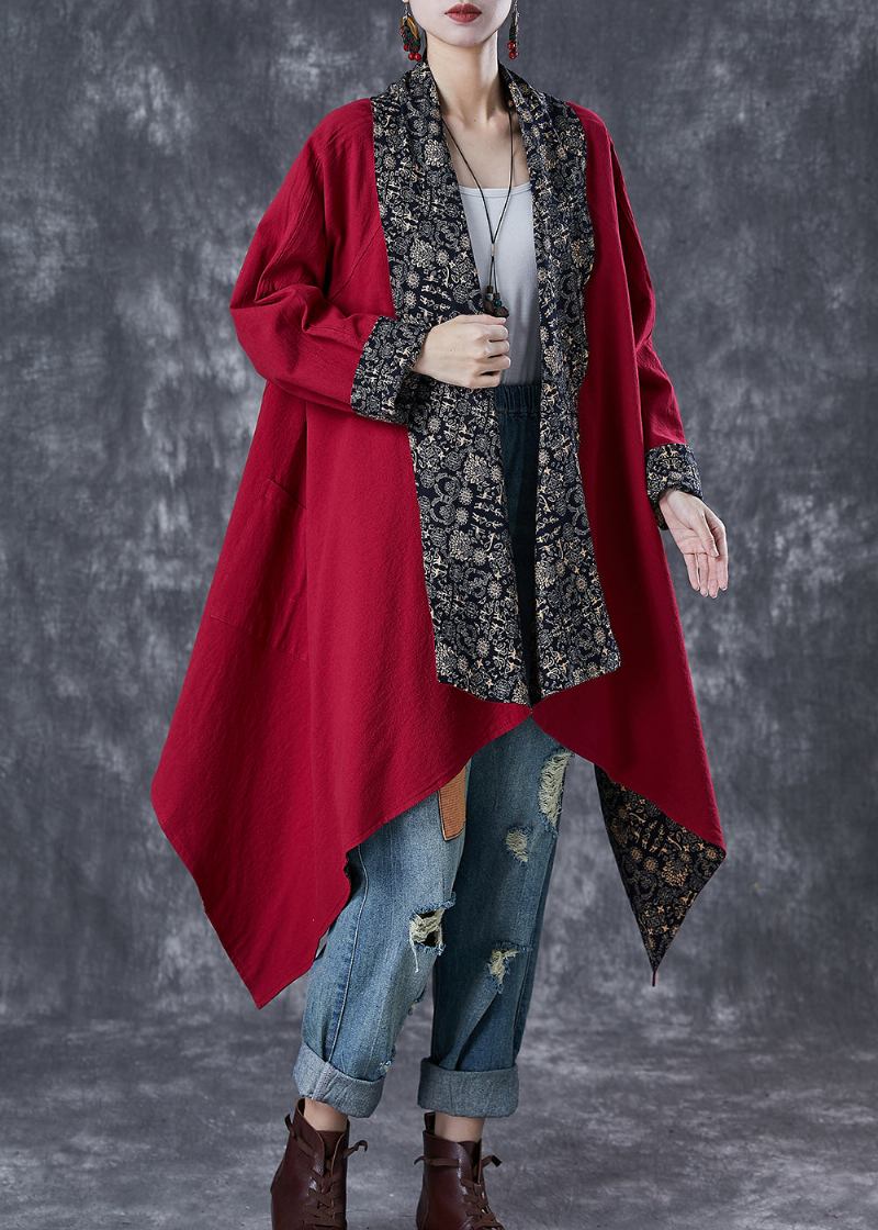 Mulberry Print Baumwolle Trenchcoat Asymmetrische Tragen Auf Beiden Seiten Herbst