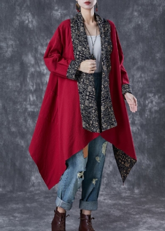 Mulberry Print Baumwolle Trenchcoat Asymmetrische Tragen Auf Beiden Seiten Herbst