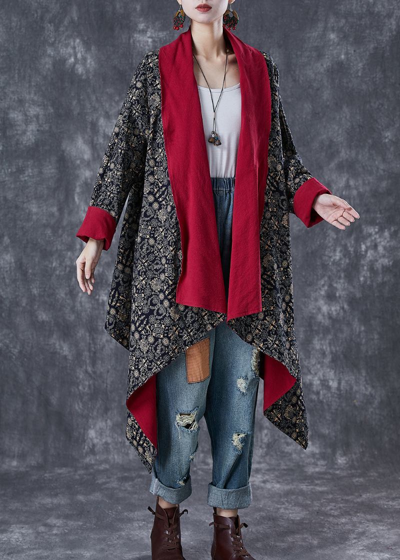 Mulberry Print Baumwolle Trenchcoat Asymmetrische Tragen Auf Beiden Seiten Herbst - Damen-Trenchcoats