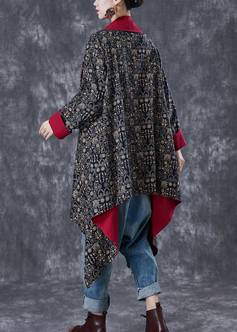 Mulberry Print Baumwolle Trenchcoat Asymmetrische Tragen Auf Beiden Seiten Herbst - Damen-Trenchcoats