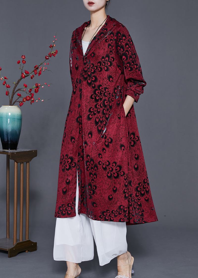 Mulberry Print Spandex Trenchcoats Übergroßen Frühling