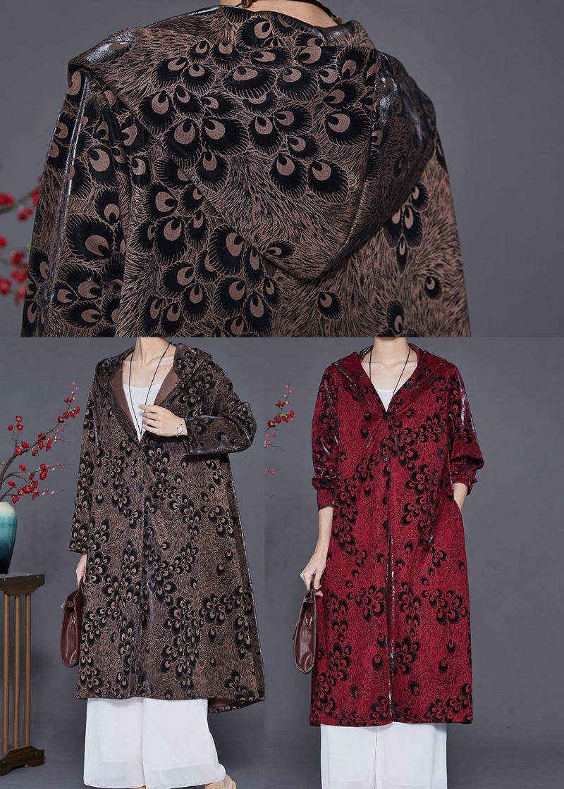 Mulberry Print Spandex Trenchcoats Übergroßen Frühling - Damen-Trenchcoats