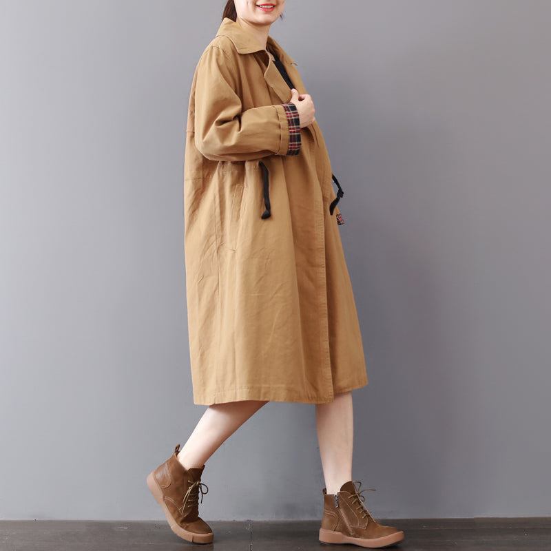 Neu Khaki Mäntel Plus Größe Revers Kragen Outwear Vintage Wilden - Damen-Trenchcoats