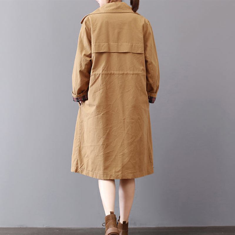 Neu Khaki Mäntel Plus Größe Revers Kragen Outwear Vintage Wilden - Damen-Trenchcoats