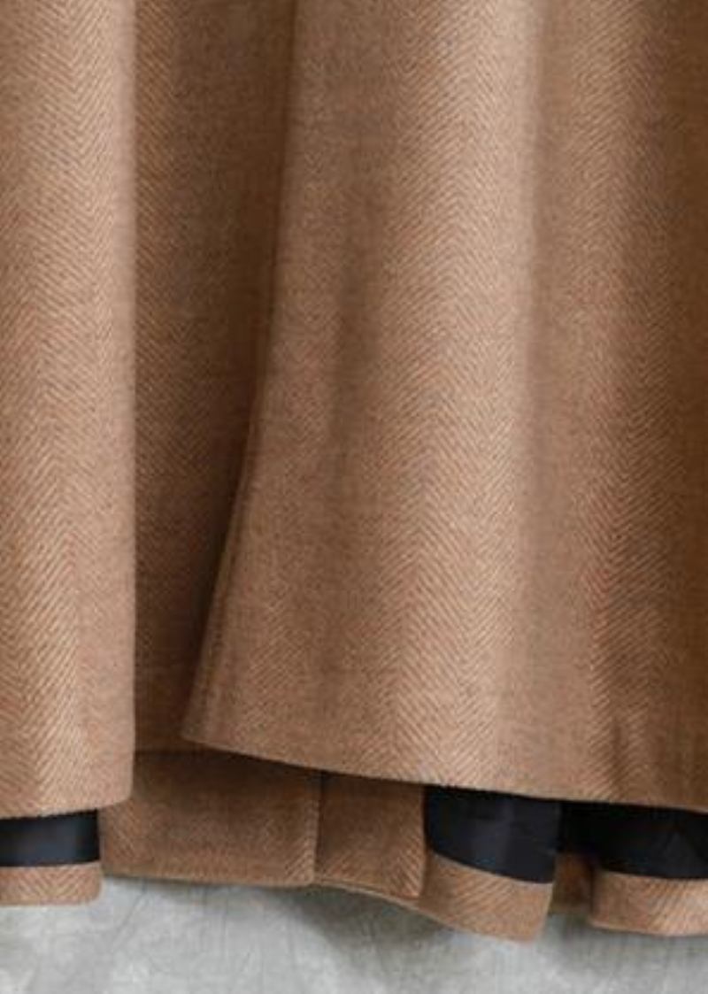 Neu Khaki Wolle Mantel Plus Größe Stehkragen Chinesischen Knopf Lange Jacken - Damen-Trenchcoats