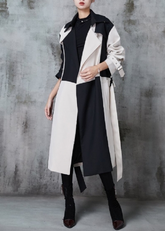 Original Design Colorblock Kerb Patchwork Baumwolle Trenchcoat Frühling