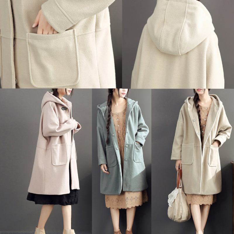 Rosa Lässige Langarm-oberbekleidung Baggy Loose Trenchcoats Mit Kapuze - hellgelb