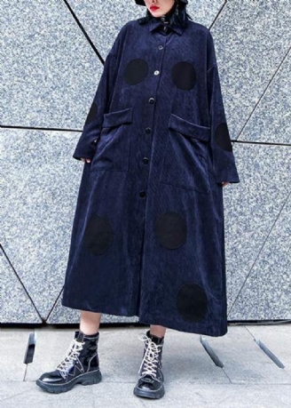 Schicke Große Taschen Feiner Winter Trenchcoat Navy Silhouette Jacken