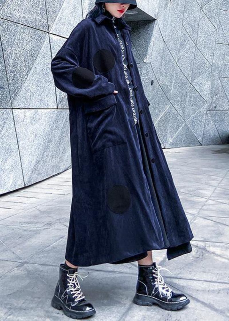 Schicke Große Taschen Feiner Winter Trenchcoat Navy Silhouette Jacken - Damen-Trenchcoats