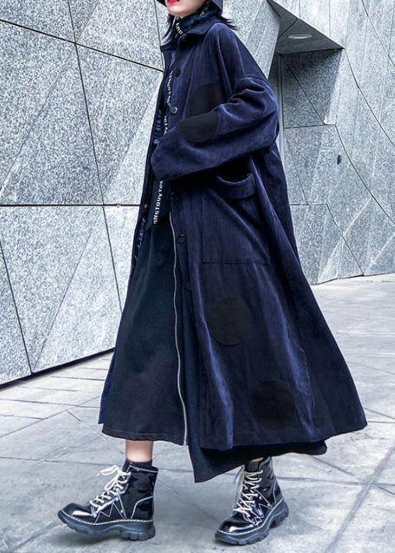 Schicke Große Taschen Feiner Winter Trenchcoat Navy Silhouette Jacken - Damen-Trenchcoats