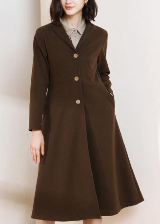 Schöner Trenchcoat In Schokoladenbraun Mit Großem Saum Frühlingsmäntel Für Damen