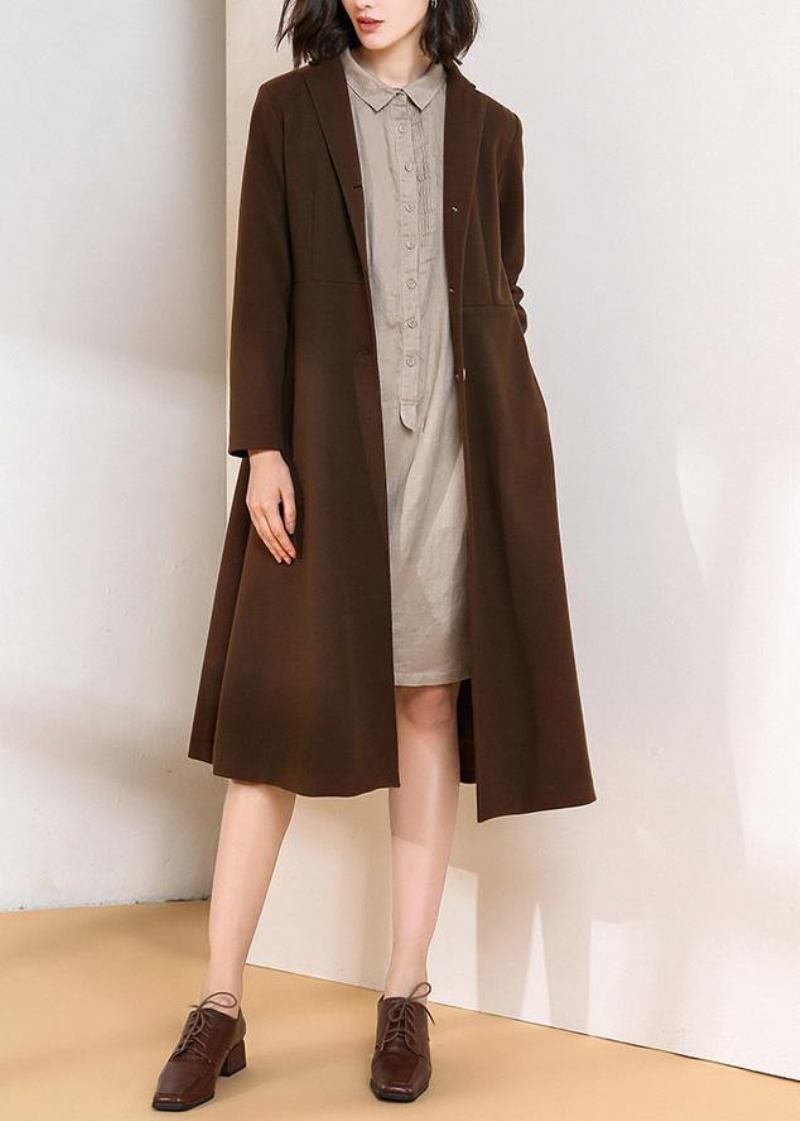 Schöner Trenchcoat In Schokoladenbraun Mit Großem Saum Frühlingsmäntel Für Damen - Damen-Trenchcoats