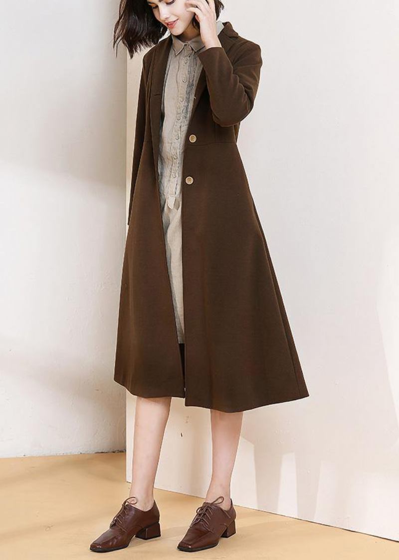 Schöner Trenchcoat In Schokoladenbraun Mit Großem Saum Frühlingsmäntel Für Damen - Damen-Trenchcoats