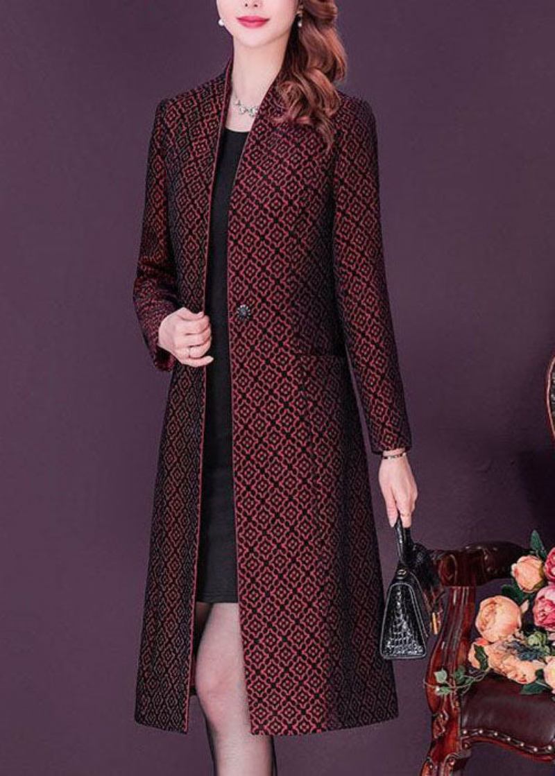 Slim Fit Mulberry Stehkragen Jacquard Spandex Trenchcoat Langarm