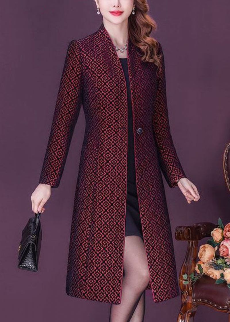 Slim Fit Mulberry Stehkragen Jacquard Spandex Trenchcoat Langarm - Damen-Trenchcoats