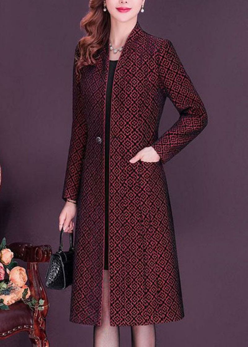 Slim Fit Mulberry Stehkragen Jacquard Spandex Trenchcoat Langarm - Damen-Trenchcoats