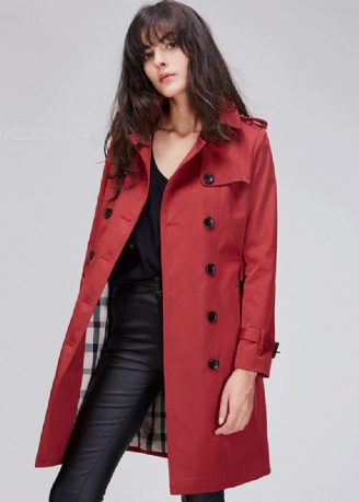 Stilvoller Roter Zweireihiger Trenchcoat