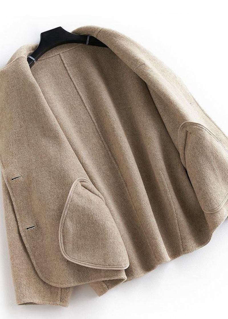 Übergroßer Mittellanger Mantel Button Down Nackter Gekerbter Wollmantel - Damen-Trenchcoats