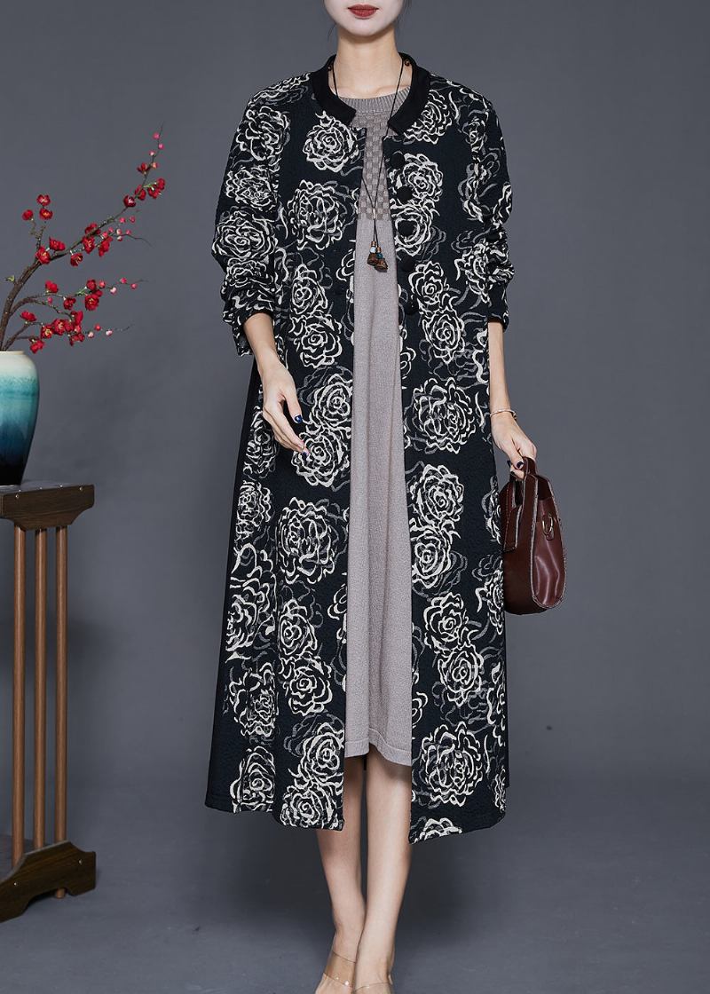 Übergroßer Schwarzer Trenchcoat Aus Baumwolle Mit Patchwork-print - Damen-Trenchcoats